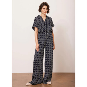 Mint Velvet Navy Printed Wide Leg Trousers